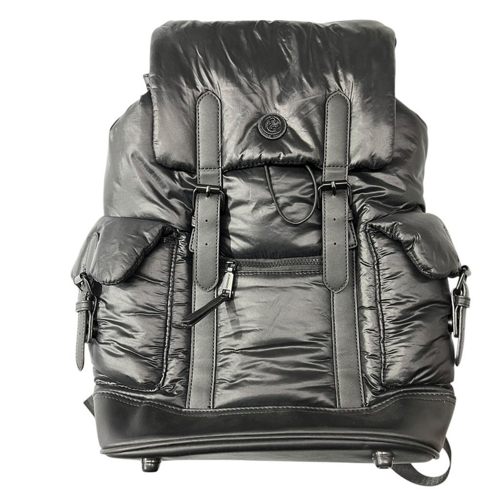 Joan & David Puffy Backpack Puffer Leather Trim Flap Backpack Bag Women's