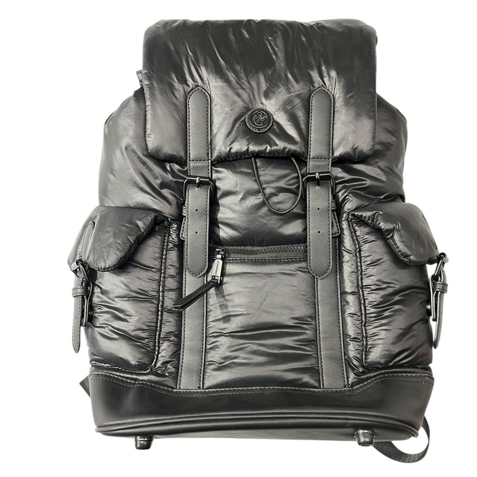 Joan & David Puffy Backpack Puffer Leather Trim Flap Backpack Bag Women's