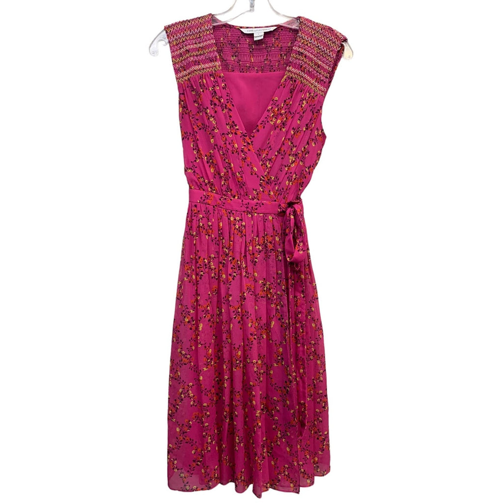 DVF Diane Von Furstenberg Bali Wrap Dress Pink Floral SZ 4