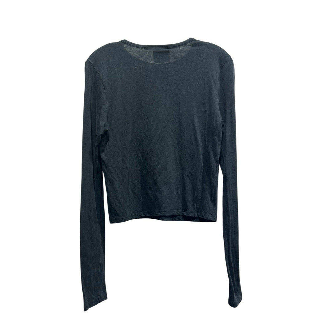 Reformation Women Black Long Sleeve Crewneck Crop Top Made in USA Slim Fit Large