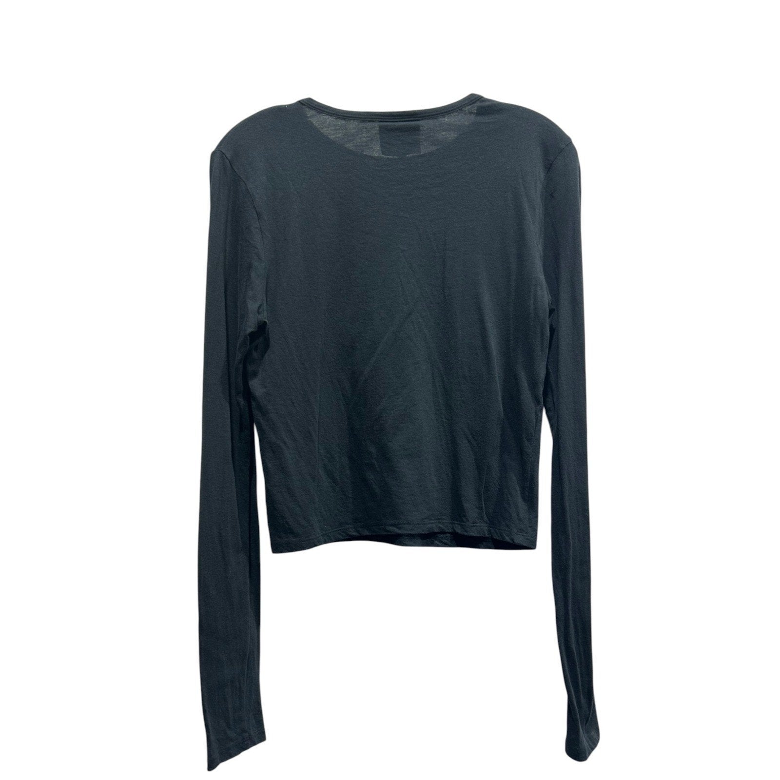 Reformation Women Black Long Sleeve Crewneck Crop Top Made in USA Slim Fit Large