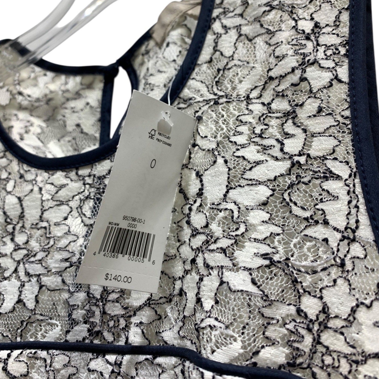 Banana Republic Womens White Navy Floral Lace Sleeveless Sheath Dress Size 0 NWT