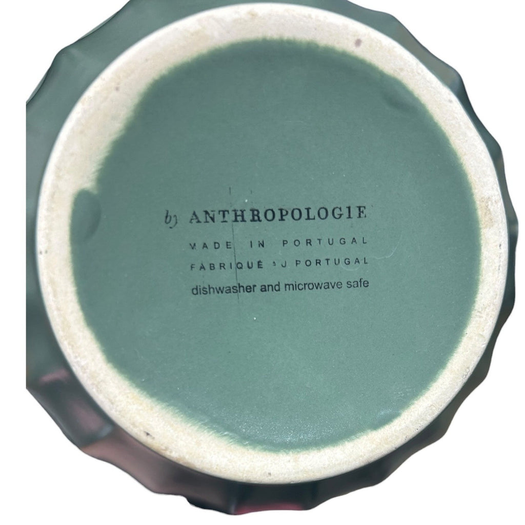 Anthropologie Sage Green Fluted Latte Bowl Made in Portugal Ceramic Dinnerware