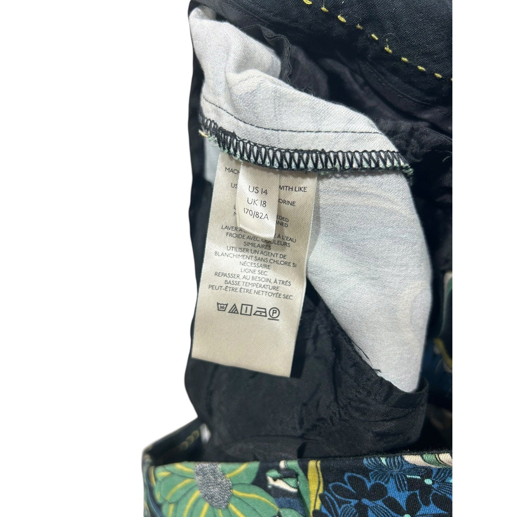Anthropologie Essential Collection Floral Slim Ankle Pants Multi-Color Size 14