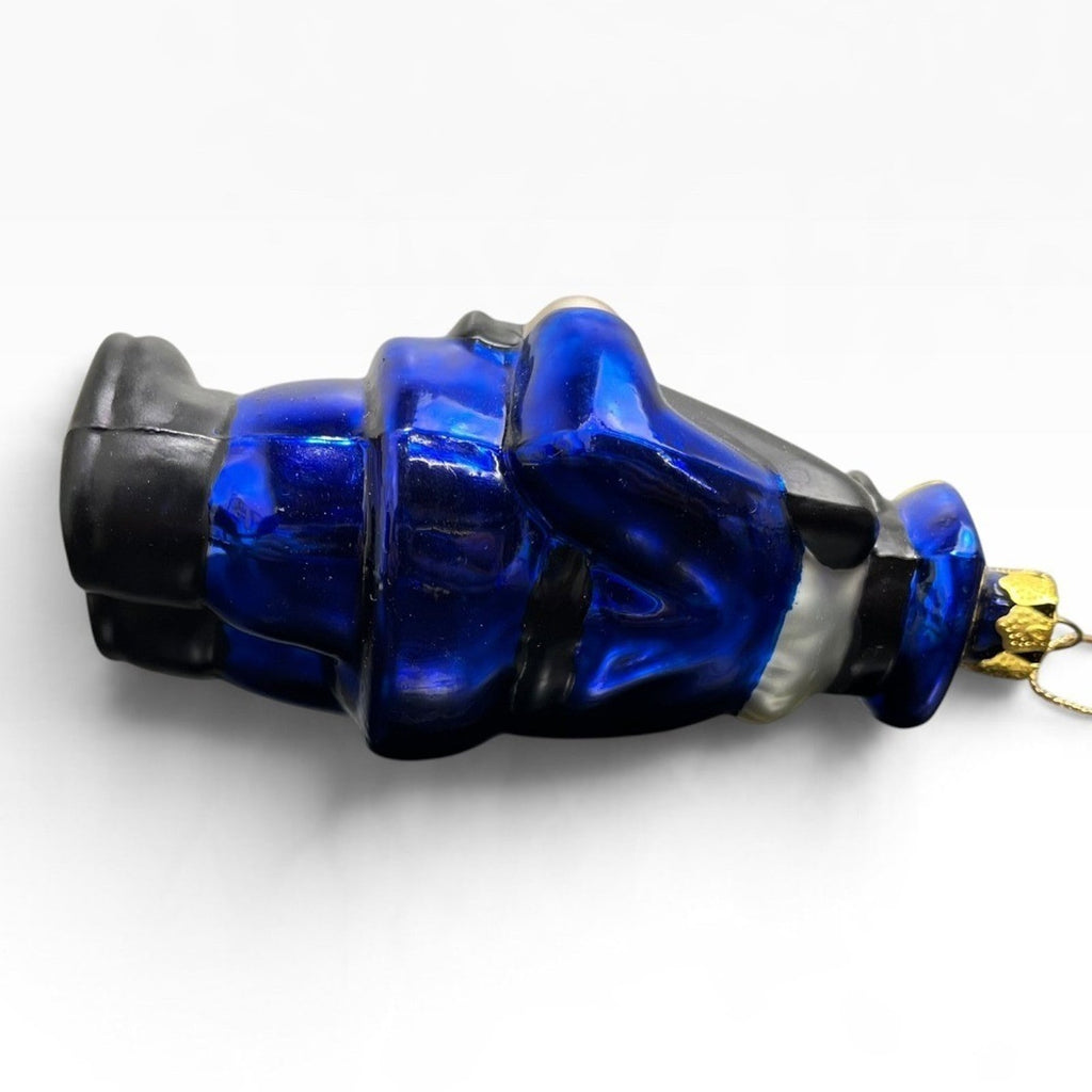 Lao Mai Police Officer Glass Christmas Ornament Blue Law Enforcement 5"