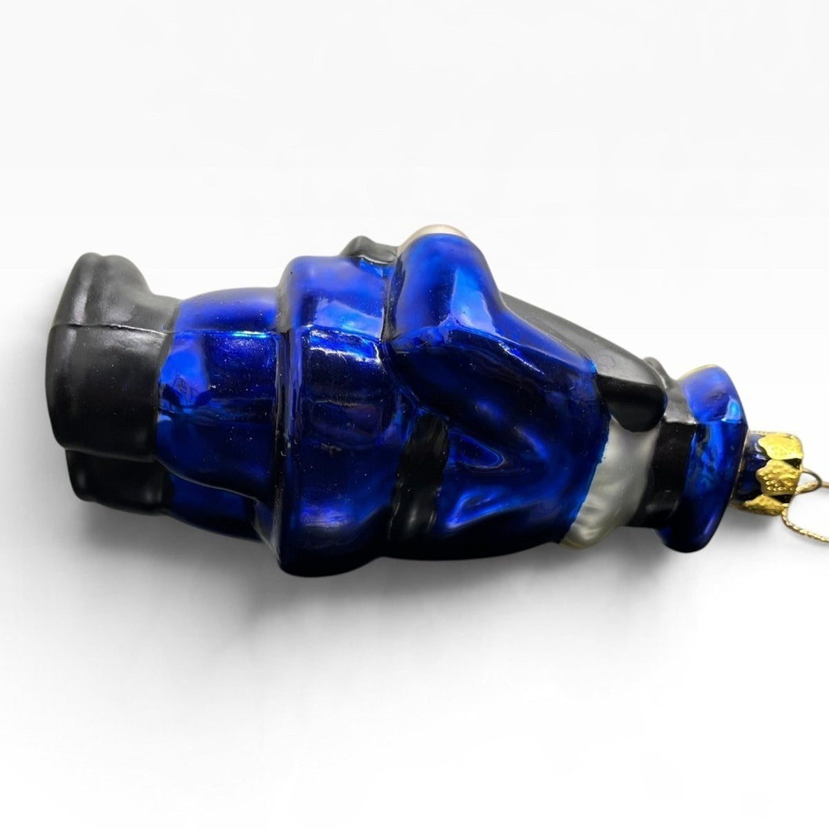 Lao Mai Police Officer Glass Christmas Ornament Blue Law Enforcement 5"