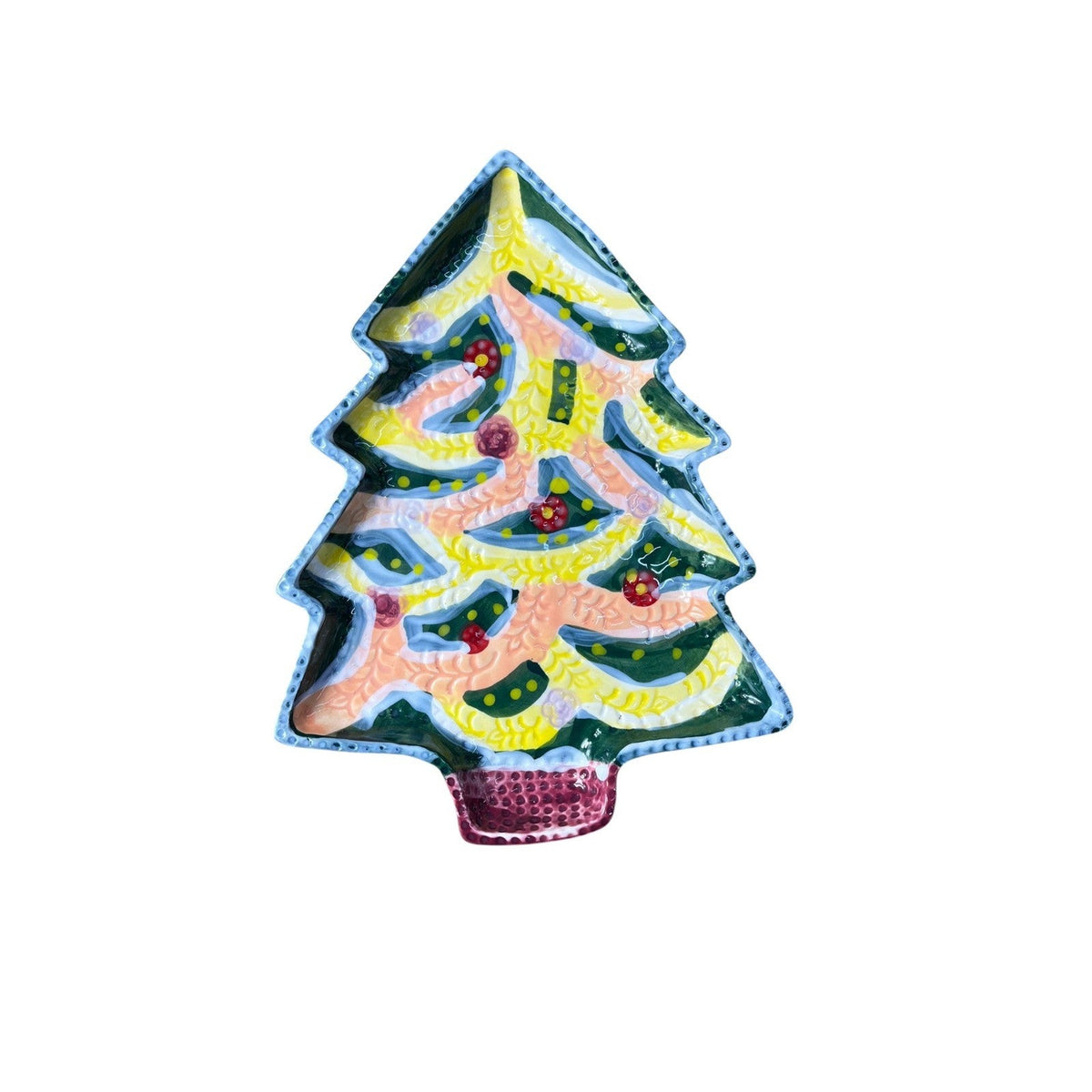 Anthropologie Nathalie Lete Christmas Tree Dessert Plate Candy Boho Holiday Tray