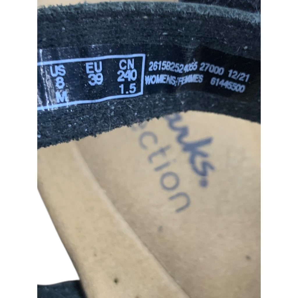 Clarks Collection Black Leather Adjustable Strap Sandals - US Womens 8M