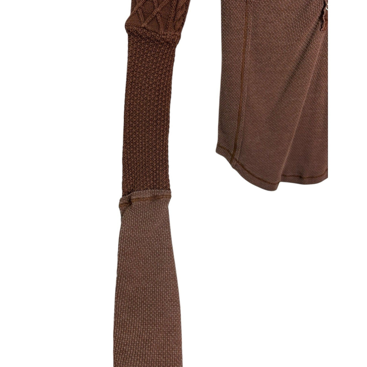 Free People We The Free Twisted Cable Cuff Thermal Henley Top Caramel Cafe XS