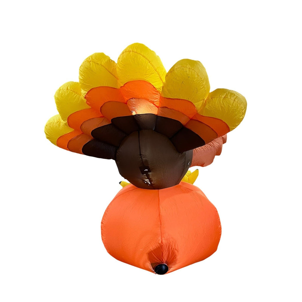 Happy Thanksgiving Inflatable Turkey Pilgrim Hat Yard Decor Lighted Decoration