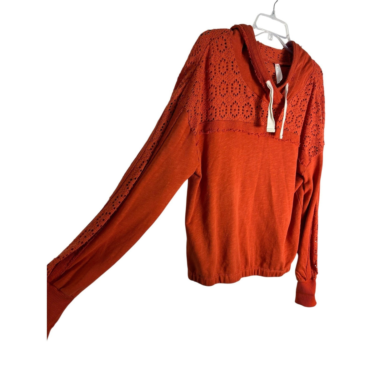 Daily Practice by Anthropologie Robyn Crochet Hoodie Orange Eyelet Medium