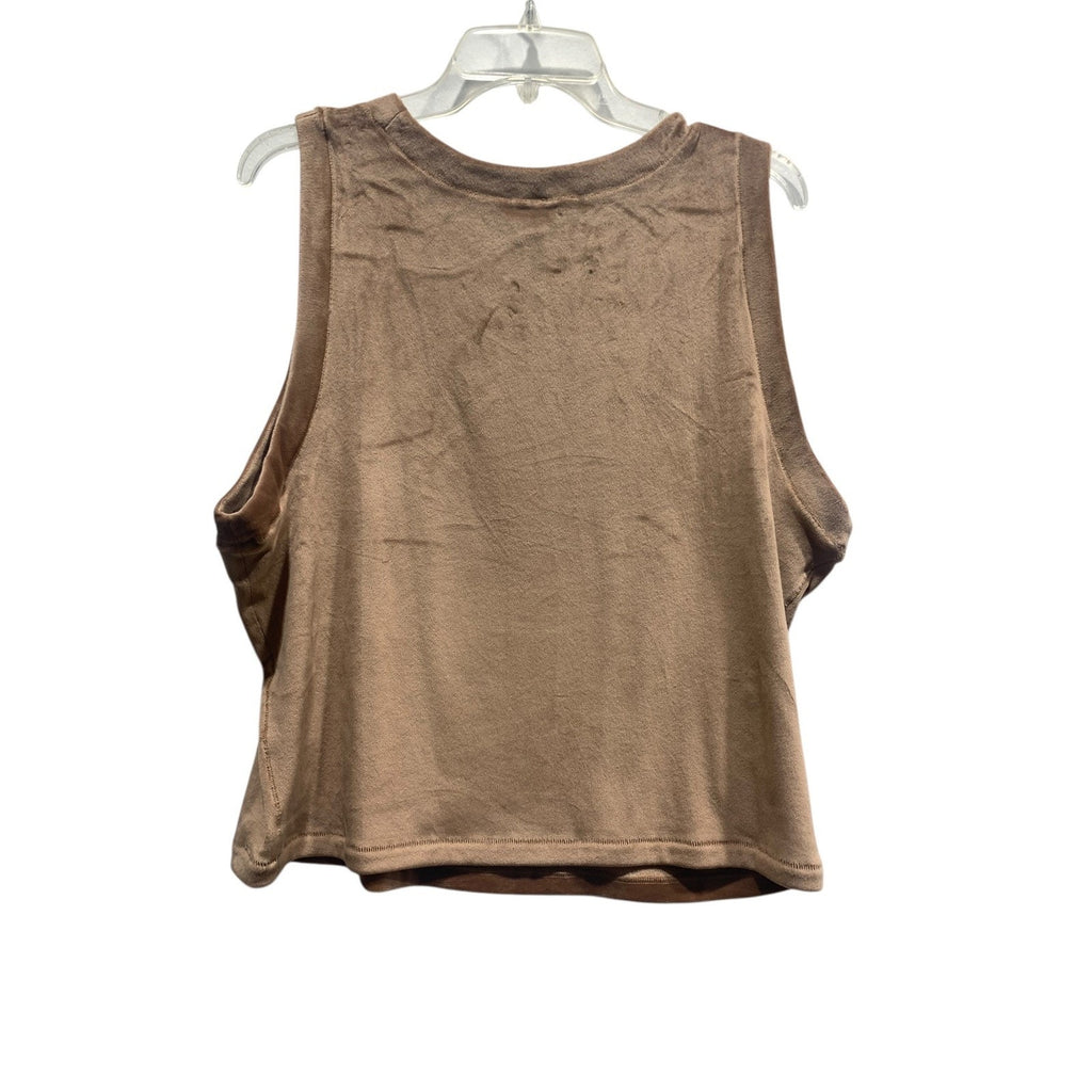 SKIMS Velour Tank Top Brown Sleeveless Crew Neck Plus Size 3XL Plush Cozy 2497