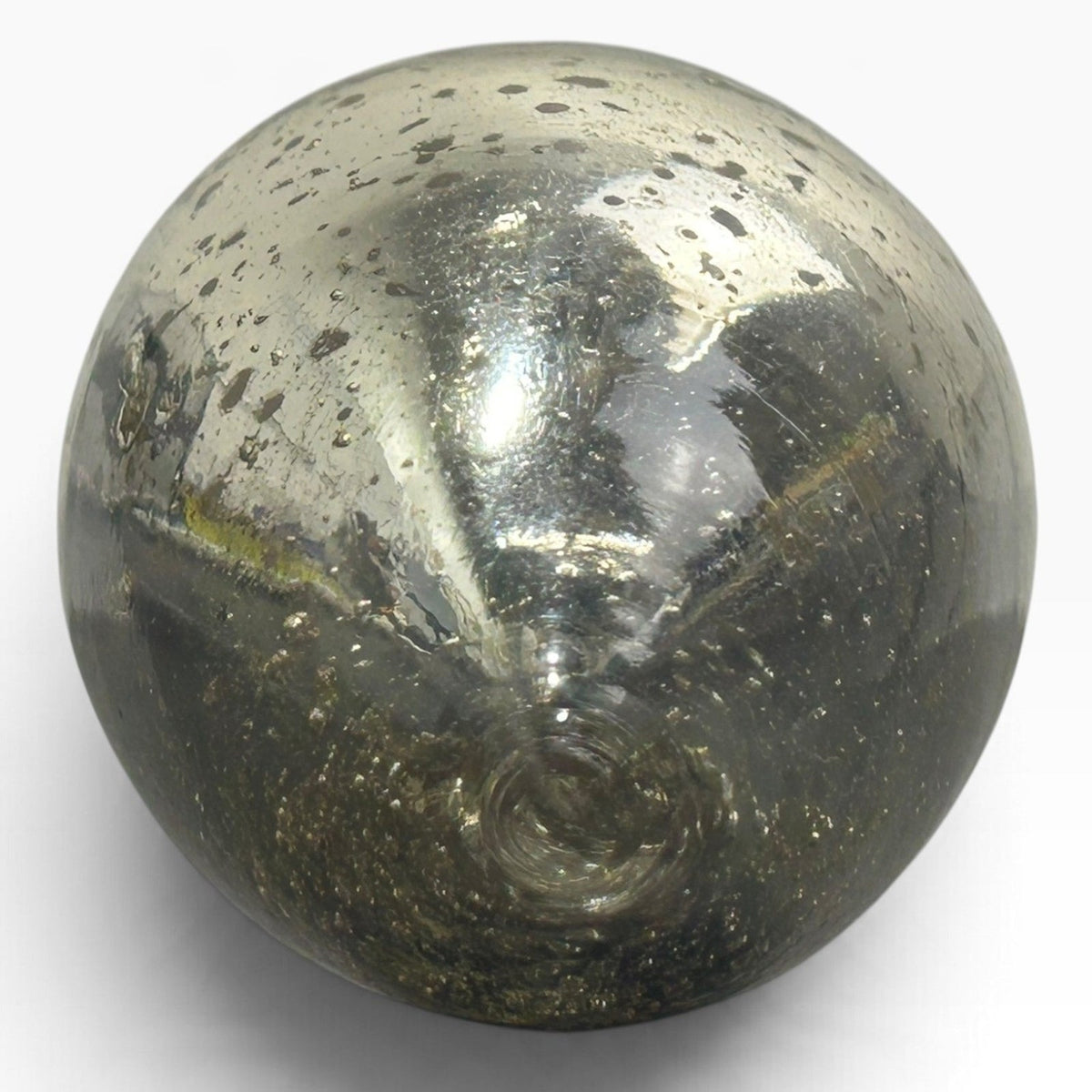 Modern Reprod Mercury Glass Teardrop Ornament Distressed Gold Silver Finial Cute