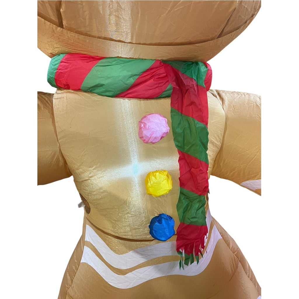 8ft Christmas Gingerbread Man Inflatable Lighted Yard Decoration Santa Hat Gift