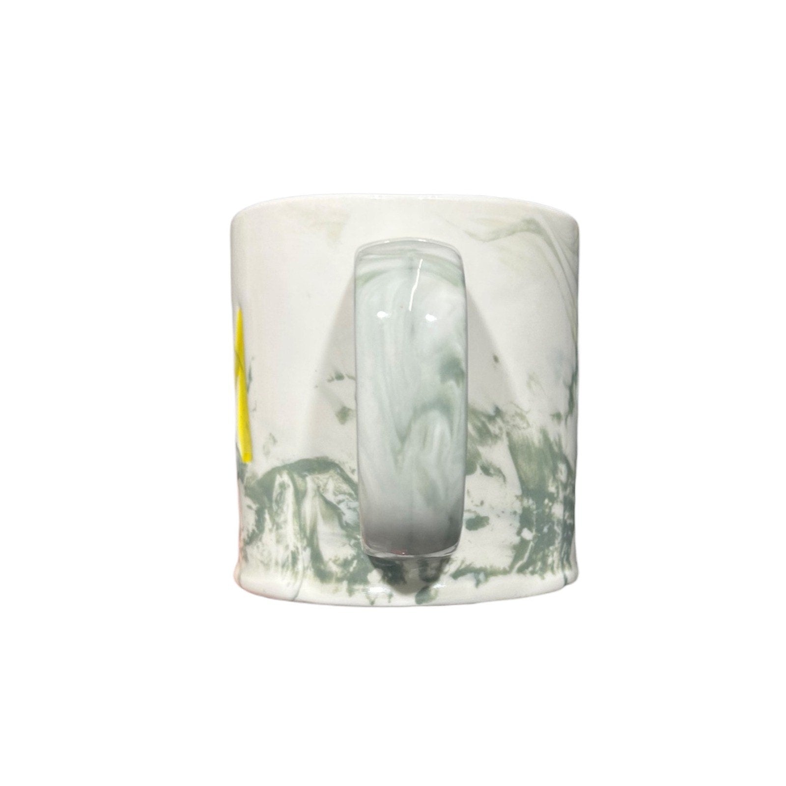 Anthropologie Marbled Monogram Mug M white grey Marble and Yellow M Coffe Mug