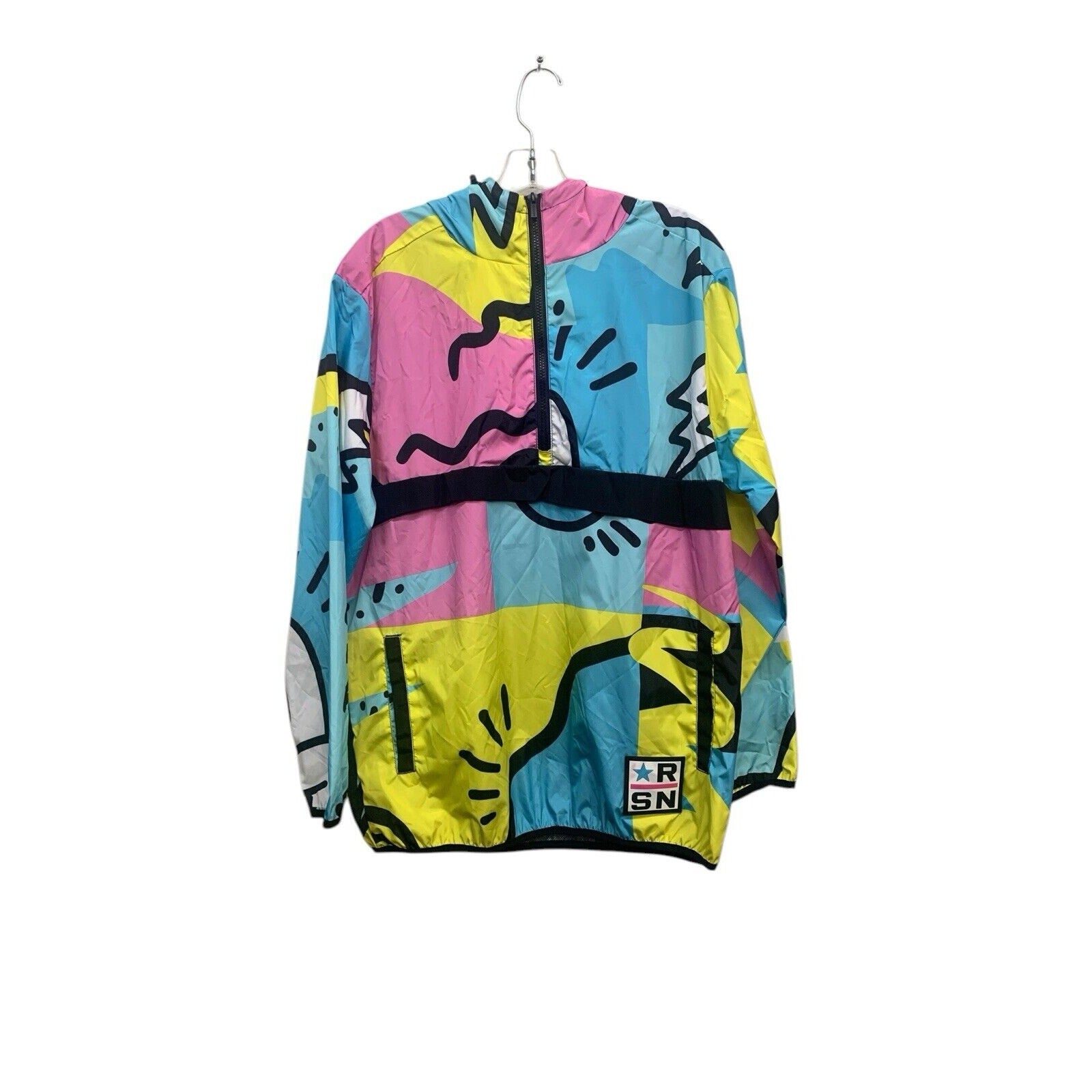 Reason Brand Peace Sign RELAX ANORAK Abstract Mesh Lined Windbreaker Men's L NEW