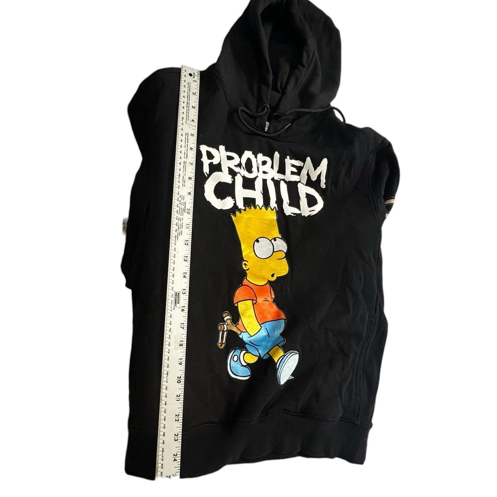 The Simpsons Bart Simpson Problem Child Black Graphic Hoodie Mens Large y2k
