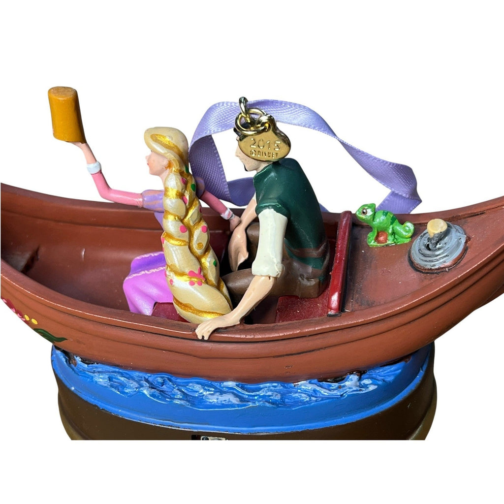 Disney Store 2015 Tangled Rapunzel Flynn Rider Musical Boat Ornament Untested