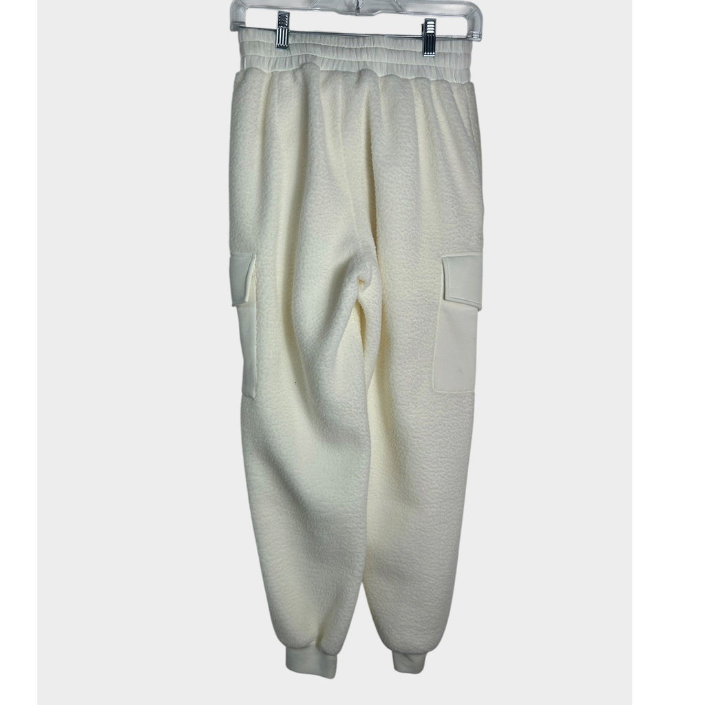 Varley Samson Relaxed Fleece Pants Egret White Cargo Joggers XS sherpa cozy fall
