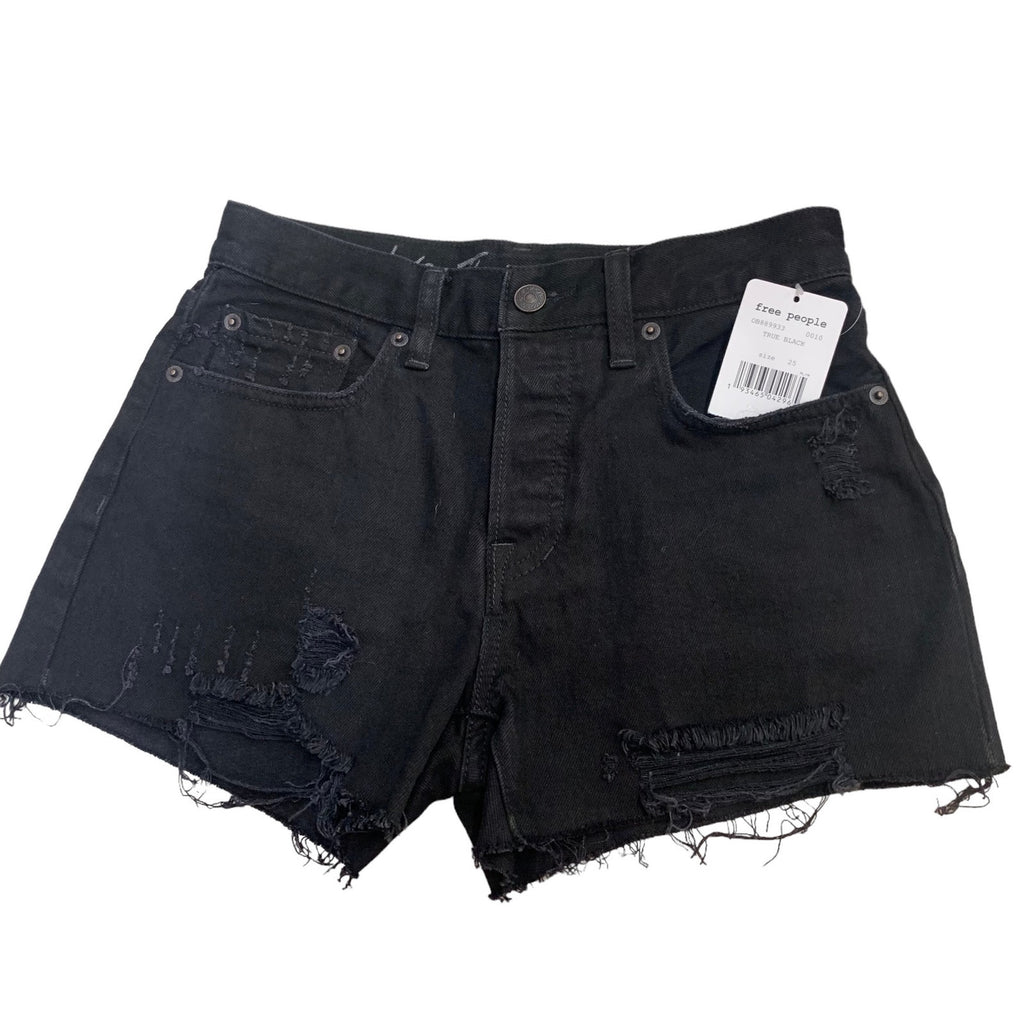 NWT Free People x We the Free Sofia Denim Black Cut-Off Shorts SZ 25