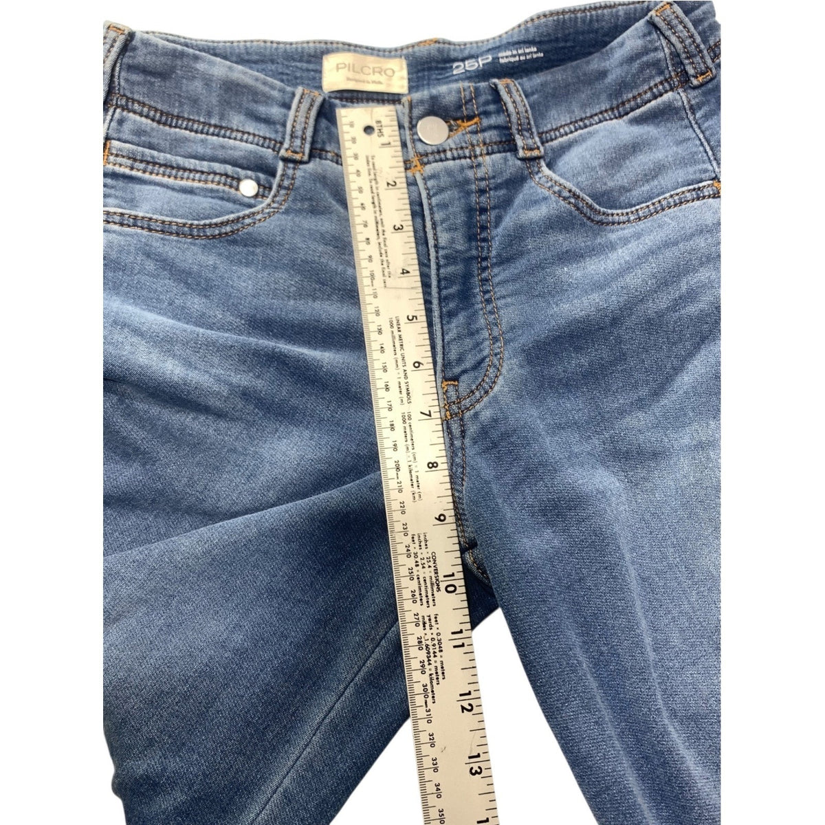 Pilcro and the Letterpress Wide Leg Denim Jeans Medium Wash Petite 25P High Rise