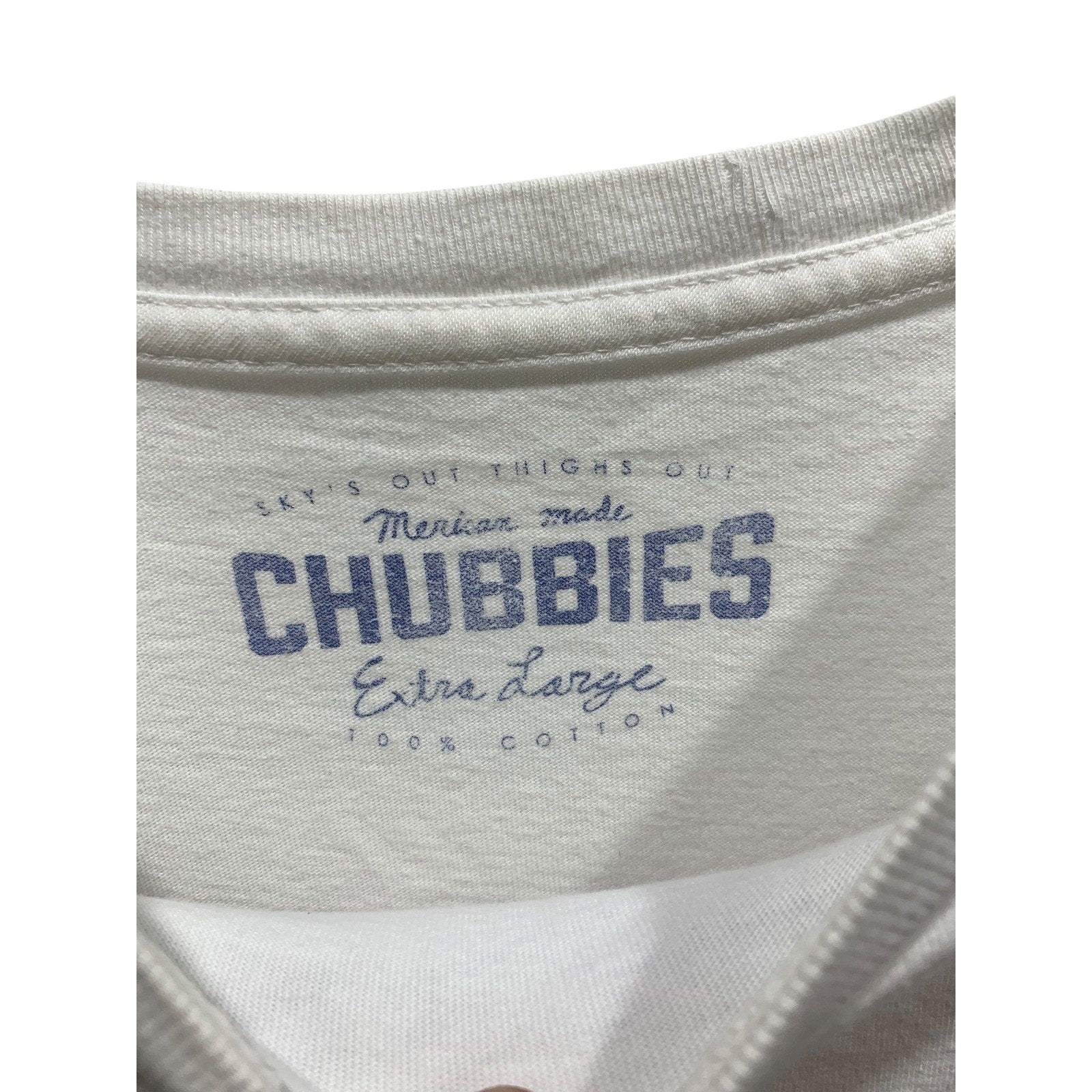 Chubbies Mens White Long Sleeve Pocket T-Shirt Skys Out Thighs Out Graphic XL