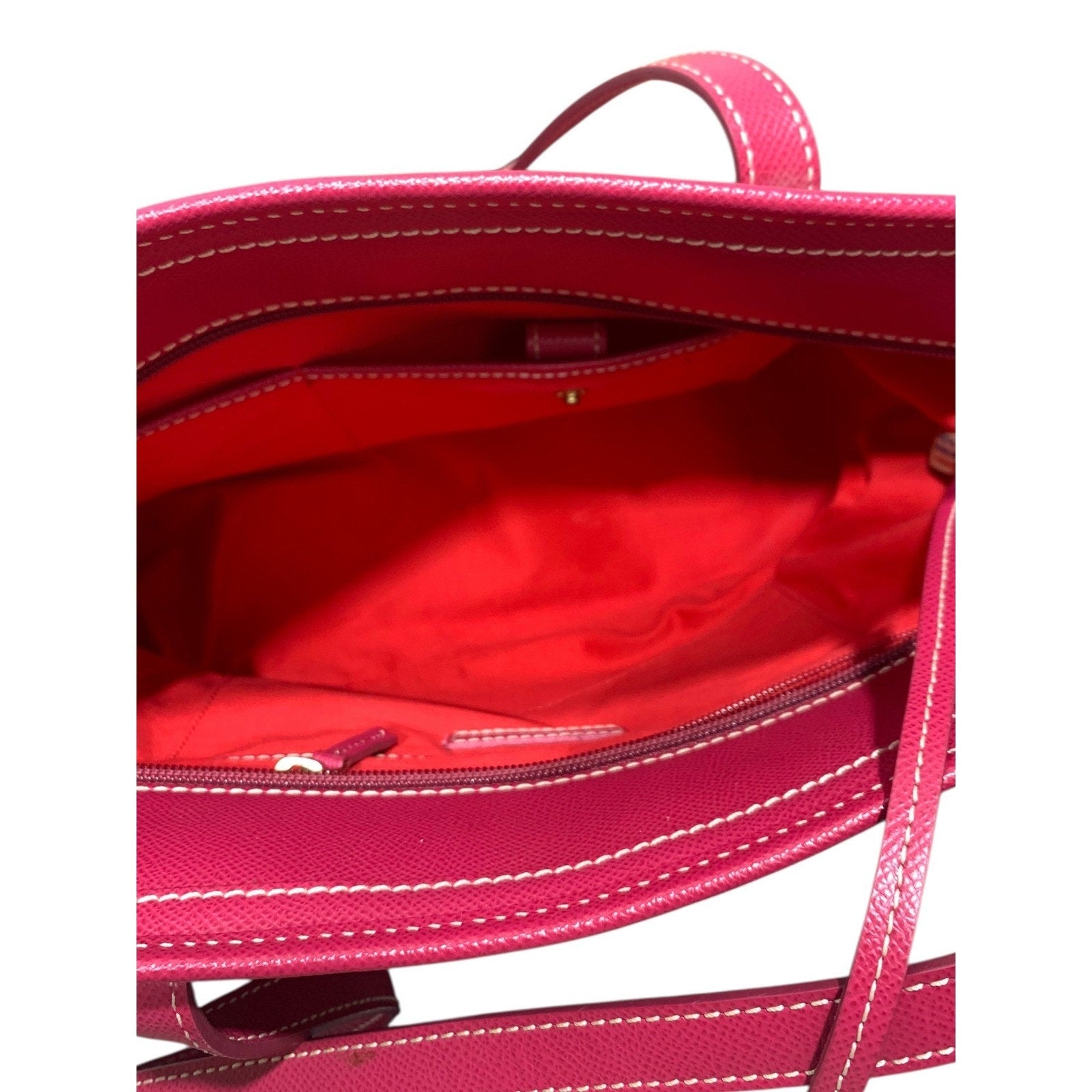 Dooney & Bourke Pink Pebbled Leather Tote Bag Shoulder Purse Gold Hardware