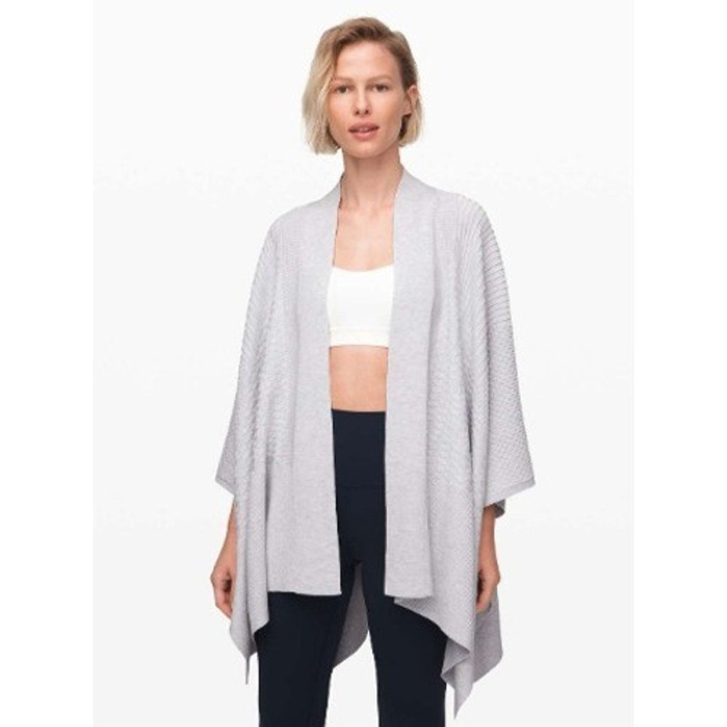 Lululemon Dream Weaver Wrap Heathered Grey Knit Cashmere Blend Cardigan OS