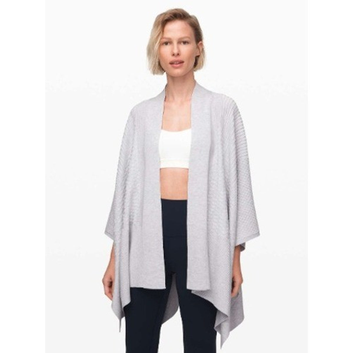 Lululemon Dream Weaver Wrap Heathered Grey Knit Cashmere Blend Cardigan OS