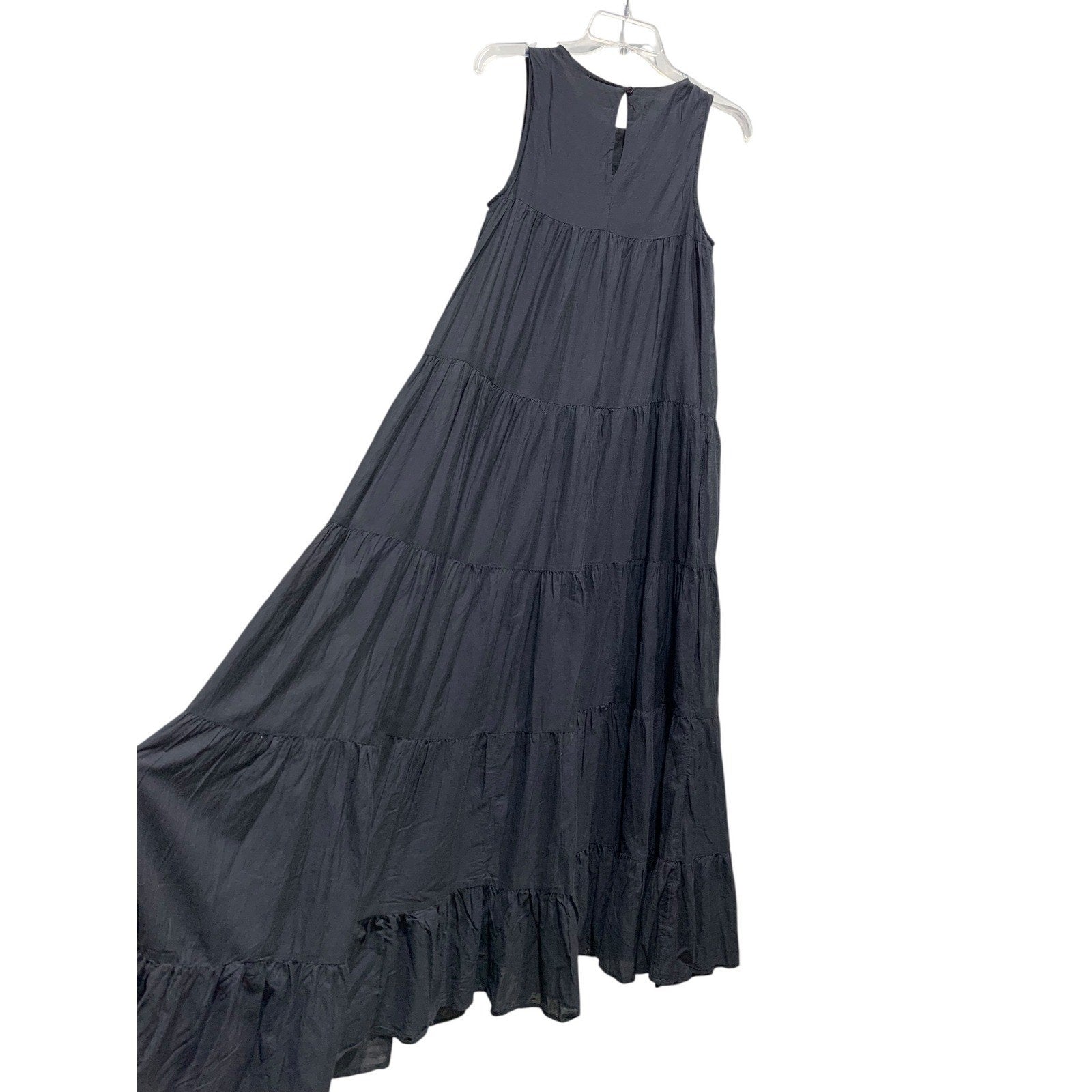 Samant Chauhan Anthropologie Black Embroidered Bird Floral Tiered Maxi Dress 0