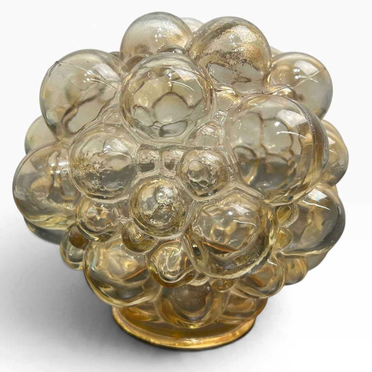 Vintage Helena Tynell Iridescent Bubble Mom Glass Light Shade 6x6 Amber MCM