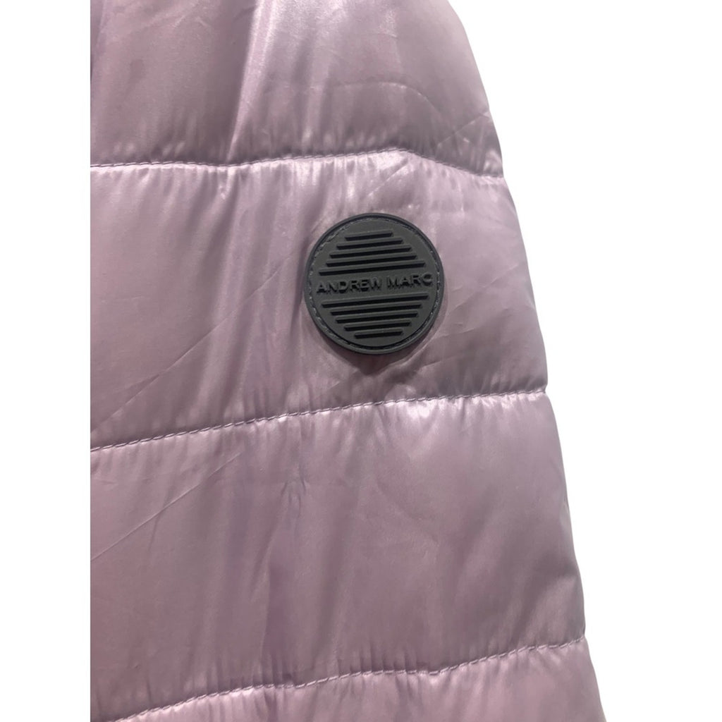 Andrew Marc Women's Puffer Jacket L Reversible Faux Fur Hooded Lightweight Coat