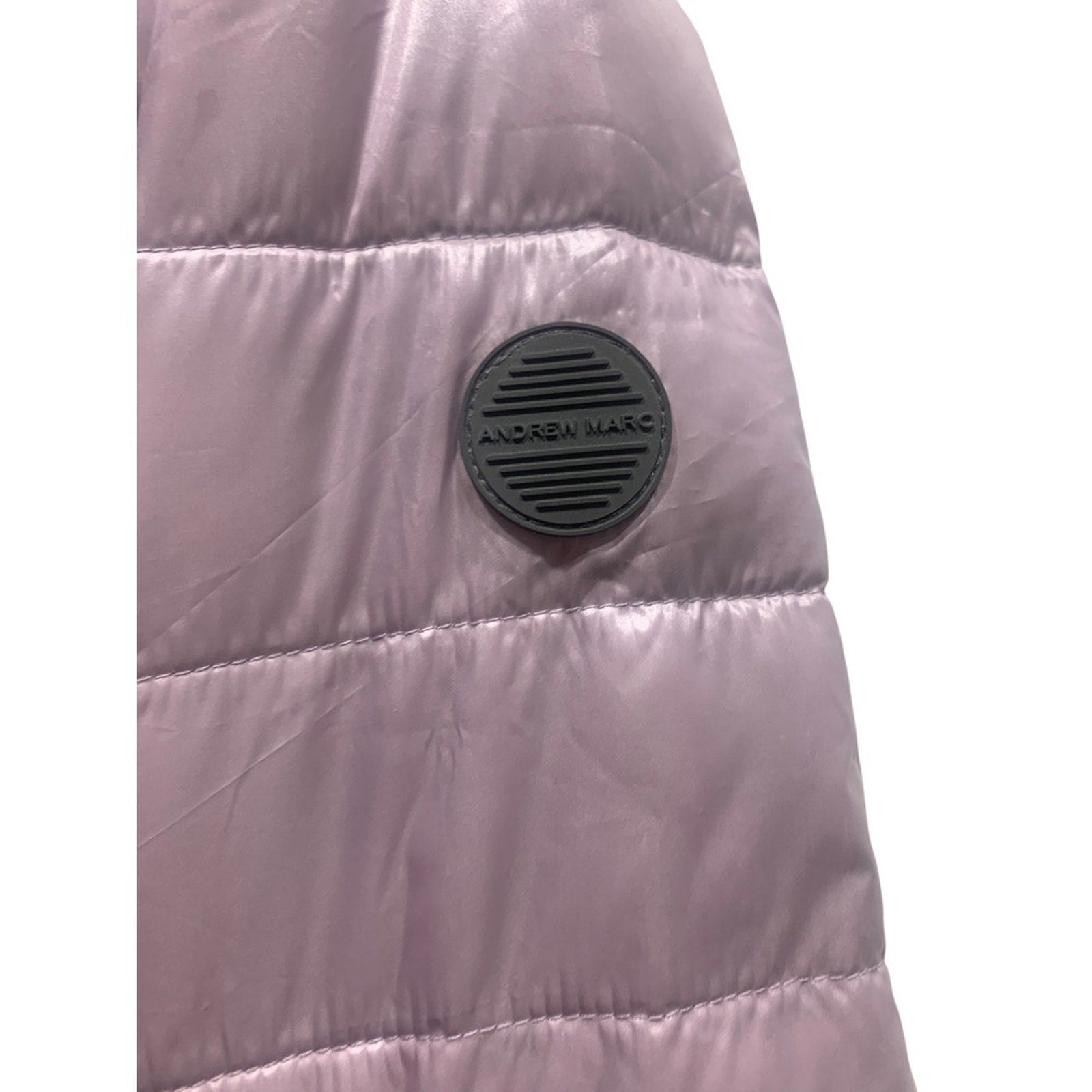 Andrew Marc Women's Puffer Jacket L Reversible Faux Fur Hooded Lightweight Coat