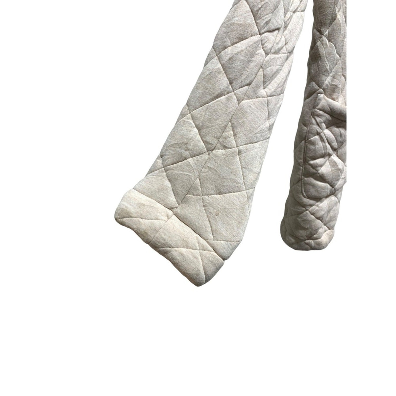 Saturday Sunday Quilted Hooded Jacket Beige Full Zip Pockets Cozy Womens sz M