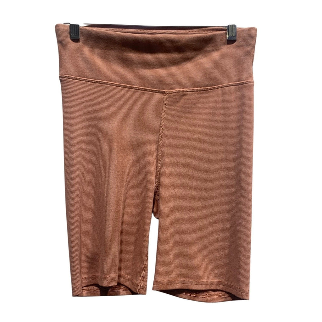 Pact Organic Cotton Ribbed High Waisted Biker Shorts Clay Terracotta S on the go