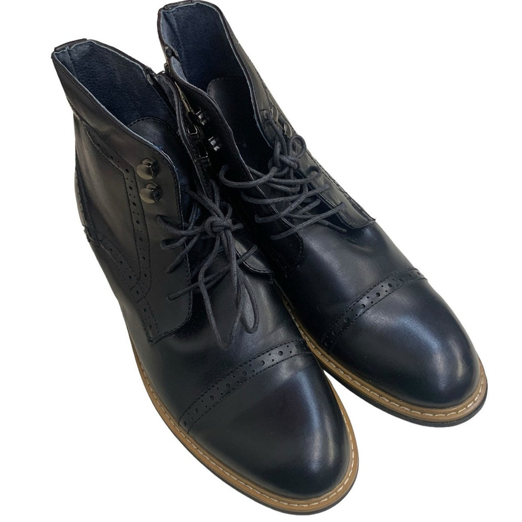Bruno Marc Bergen 03 Black Leather Dress Shoes SIZE US 10.5