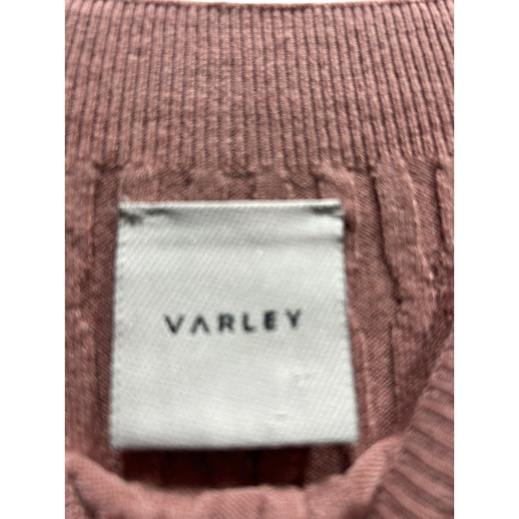 Varley Fara Textured Knit Midi Dress Womens Mauve Rose Short Sleeve Ribbed Small
