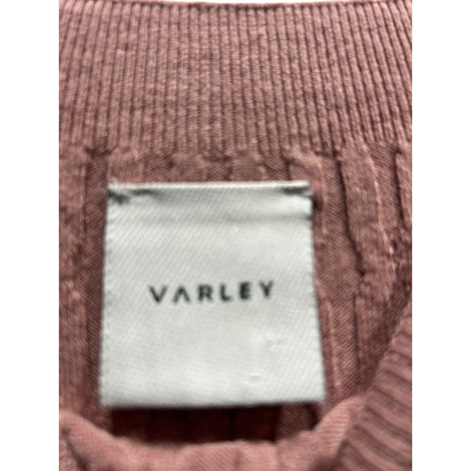 Varley Fara Textured Knit Midi Dress Womens Mauve Rose Short Sleeve Ribbed Small