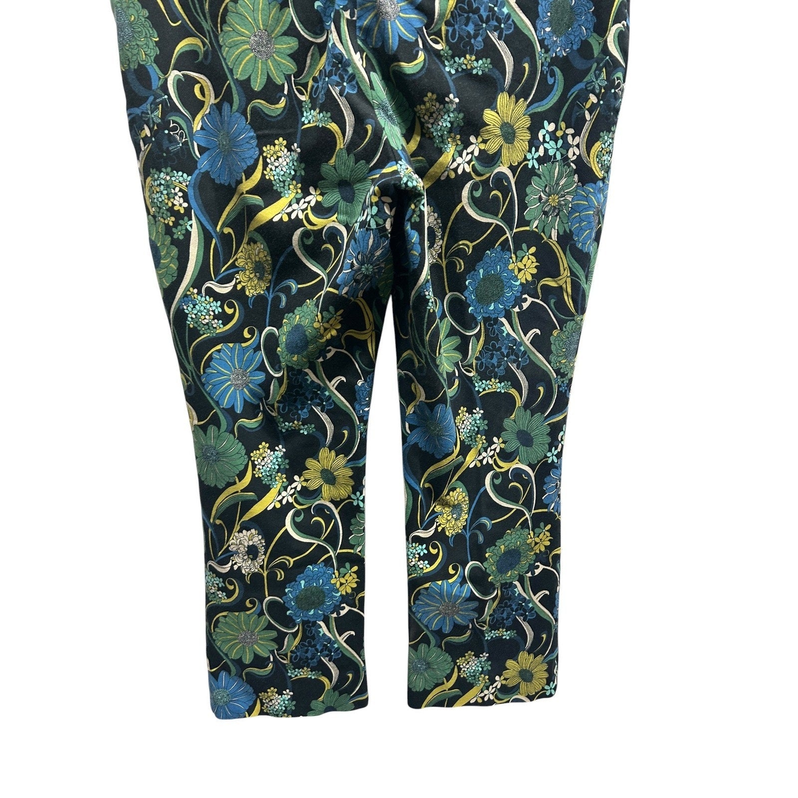 Anthropologie Essential Collection Floral Slim Ankle Pants Multi-Color Size 14