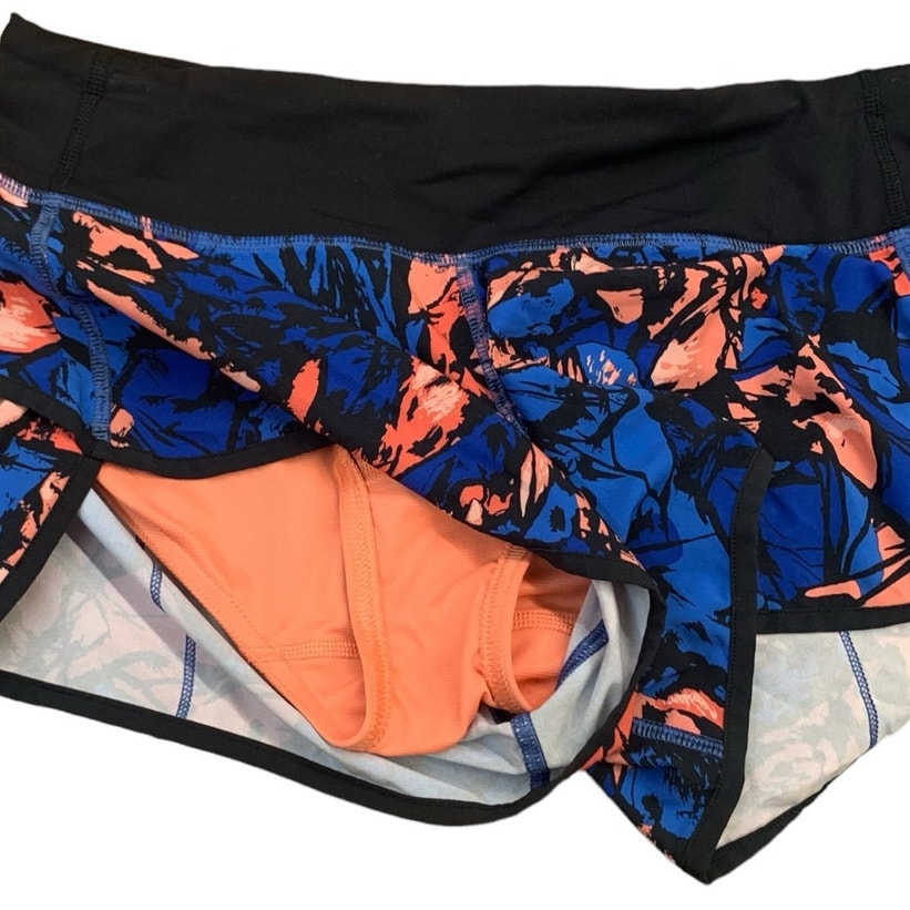 Lululemon Speed Short Paint Storm Harbor Blue Multi / Black SZ 4