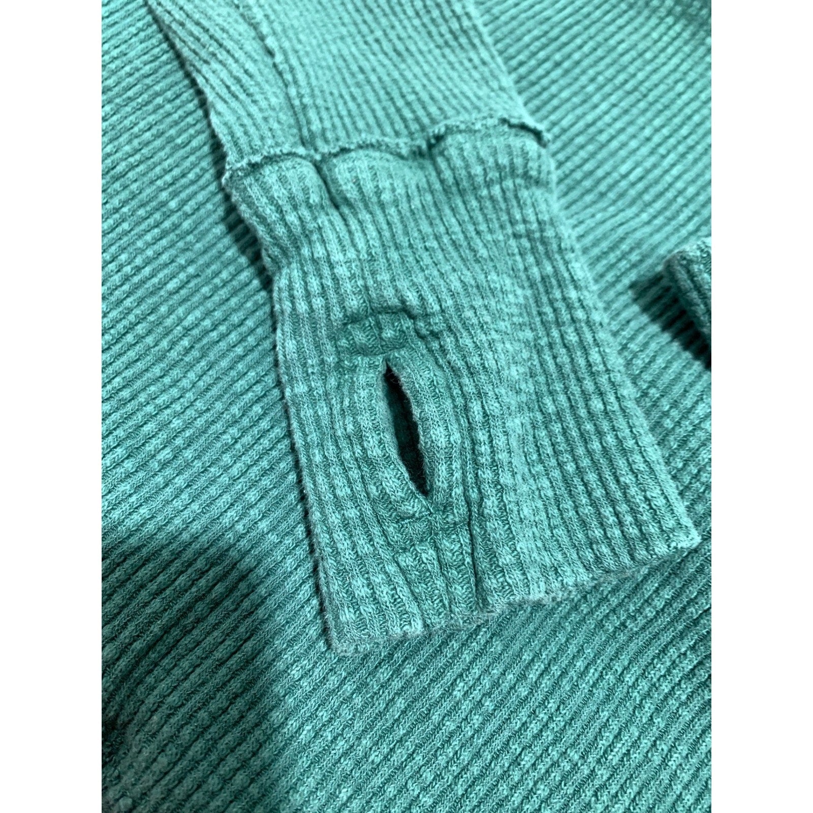 We The Free Free People Teal Green Moon Daisy Thermal Pullover Long Sleeve Tee M