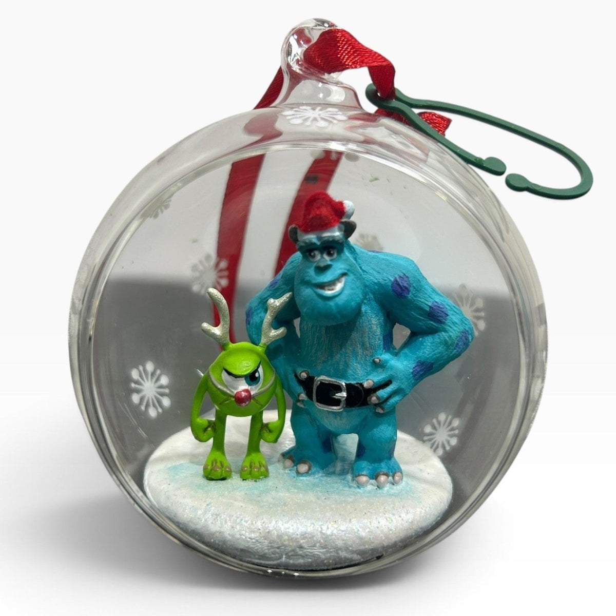 Disney Monsters Inc Sulley Mike Wazowski Glass Globe Christmas Ornament 3 inch