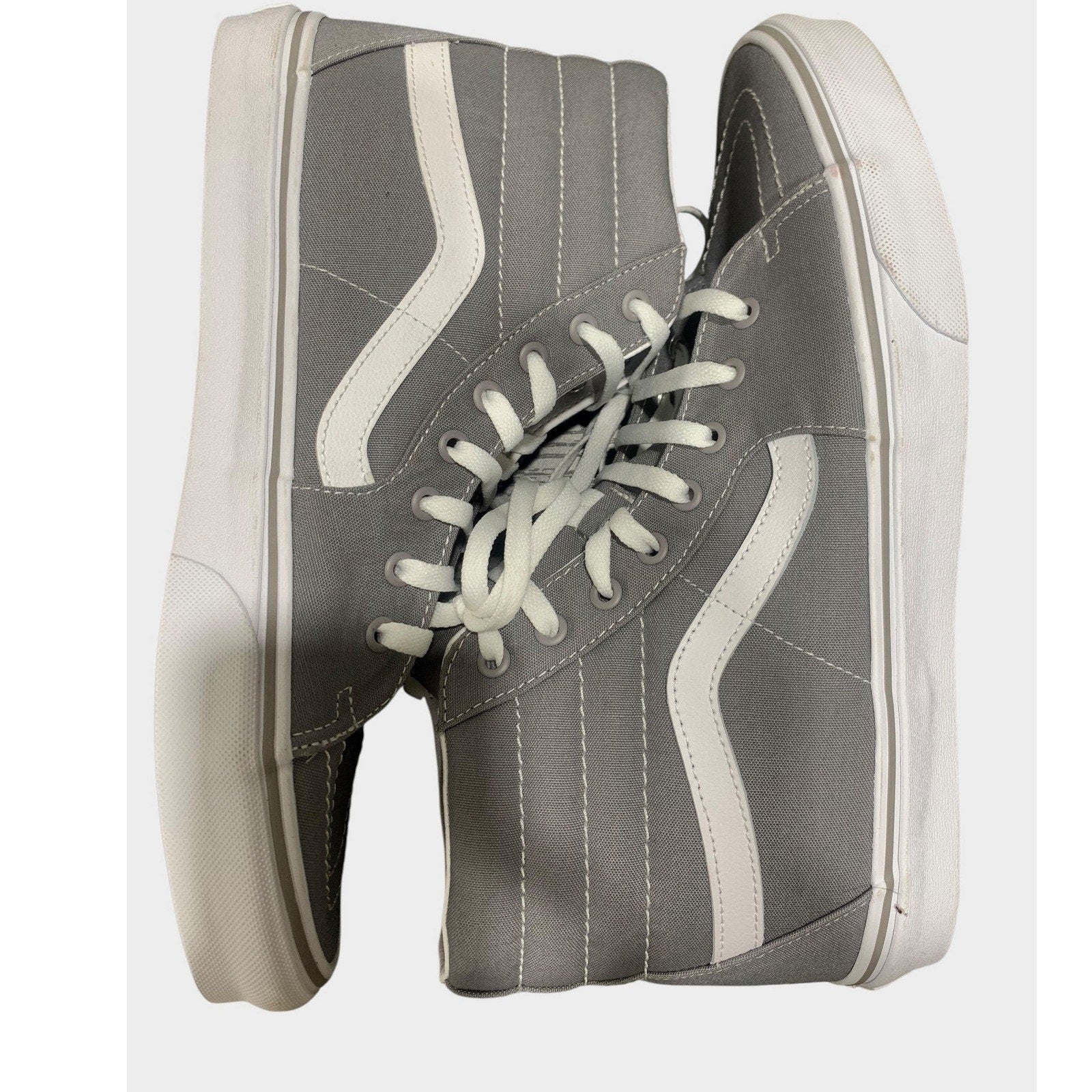 Vans Sk8-Hi High Top Sneakers Frost Grey White Canvas Skate Shoes Mens 12