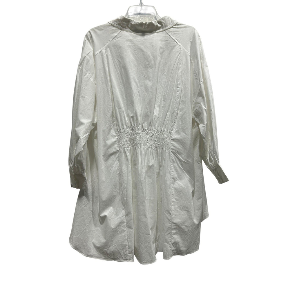 Walter Baker White Cotton Smocked Back High-Low Tunic Shirt Blouse Plus Size 2X