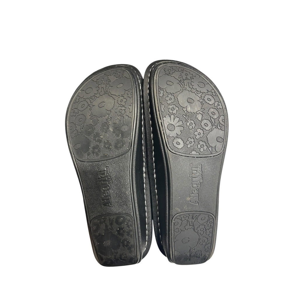 Alegria Paloma Black Peace Love Doodle Leather Mary Jane Clogs Shoes Womens 38