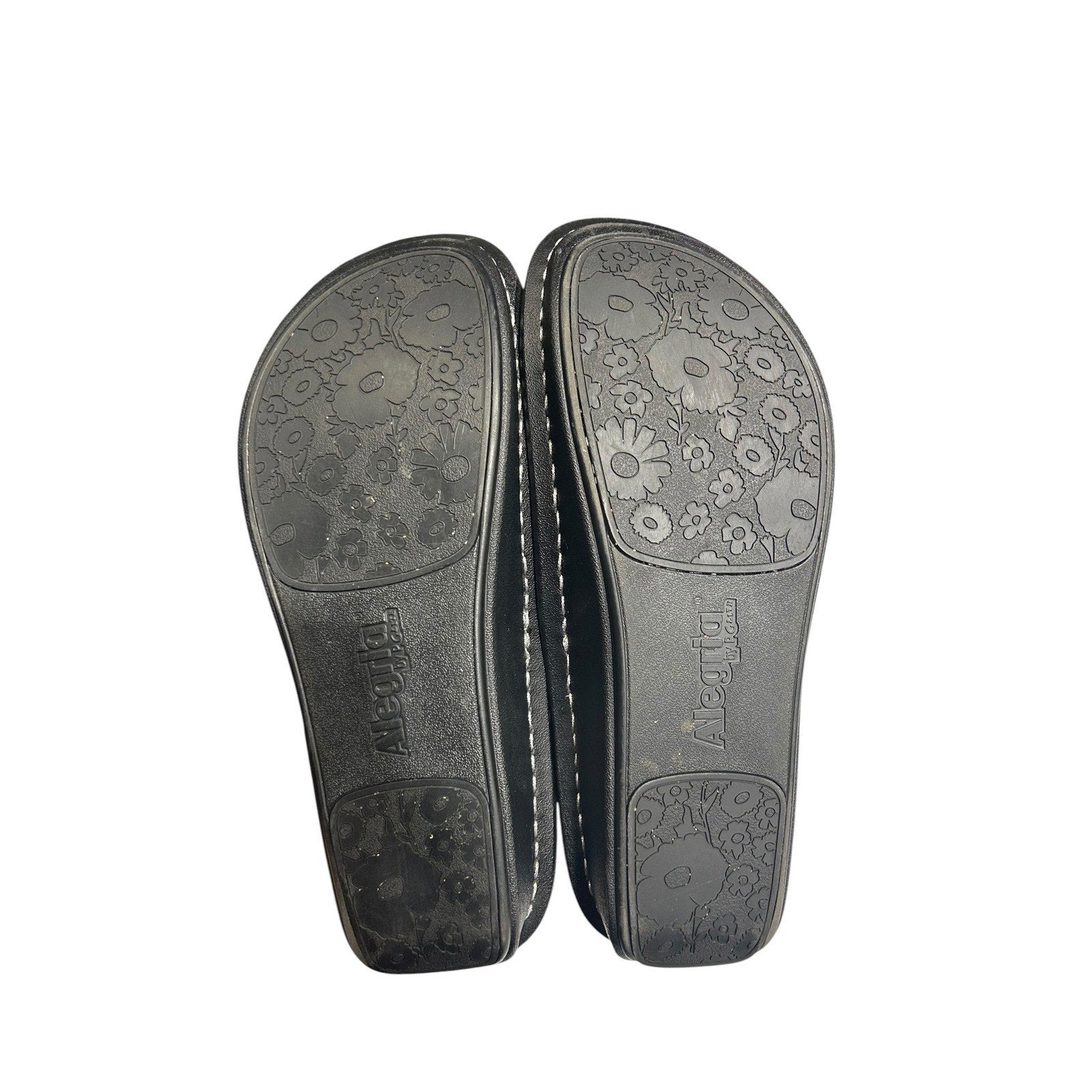 Alegria Paloma Black Peace Love Doodle Leather Mary Jane Clogs Shoes Womens 38