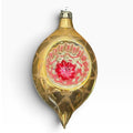 Vintage Poland Mercury Glass Indented Reflector Christmas Ornament Gold Pink