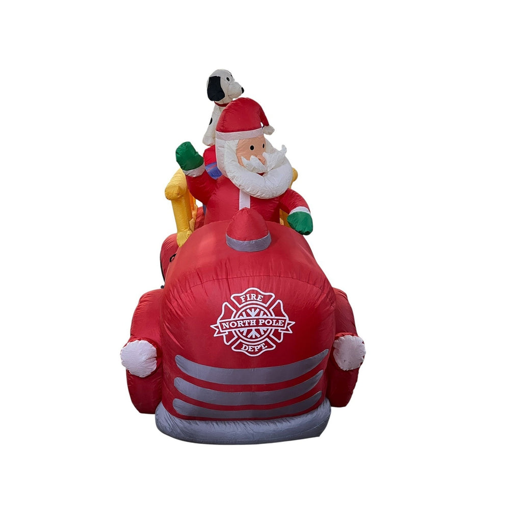 Gemmy 6' Santa Fire Truck Dalmatian Dog Christmas Inflatable Yard Decor