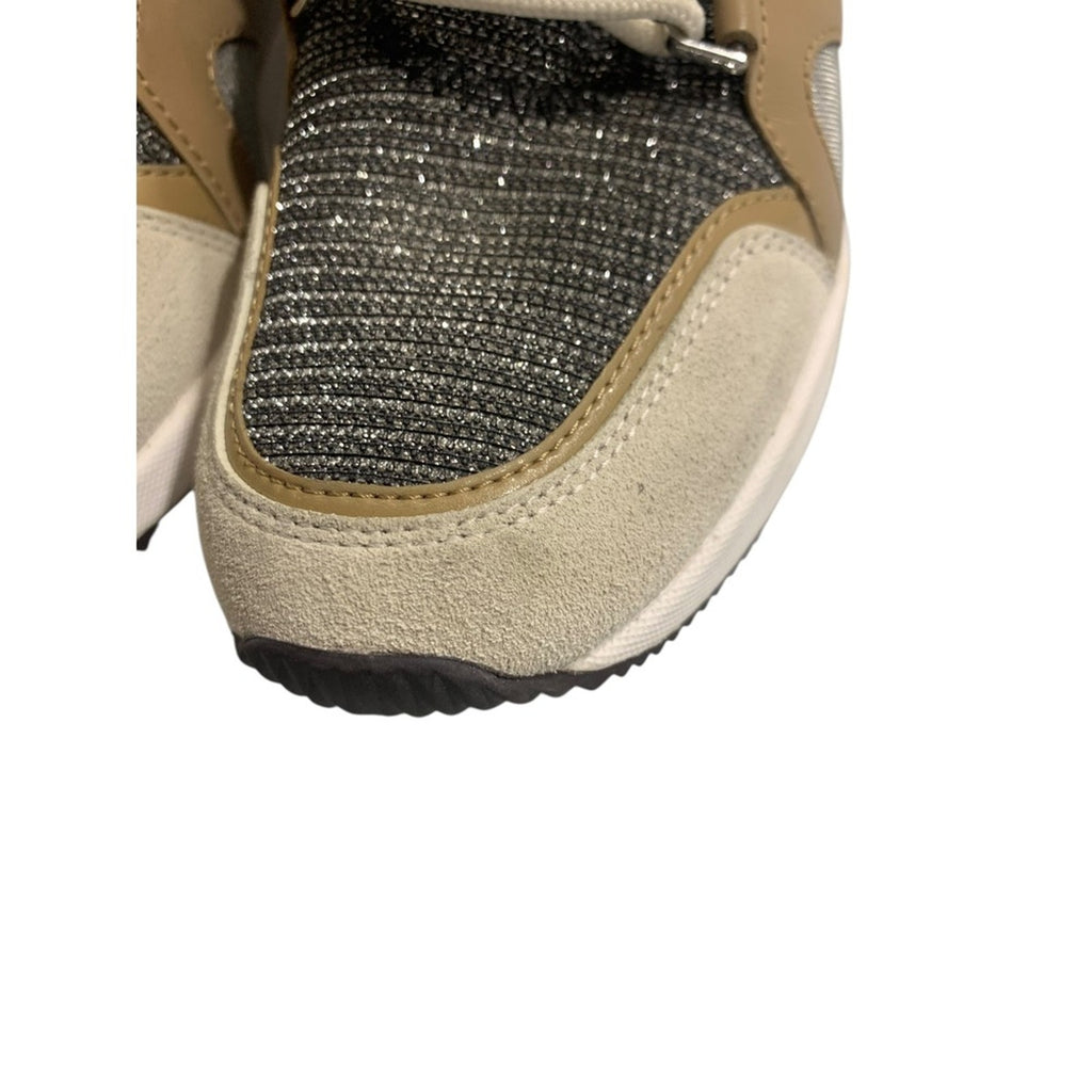 Michael Kors Women's Liv Trainer Glitter Chain Sneakers Anthracite Size 8.5M