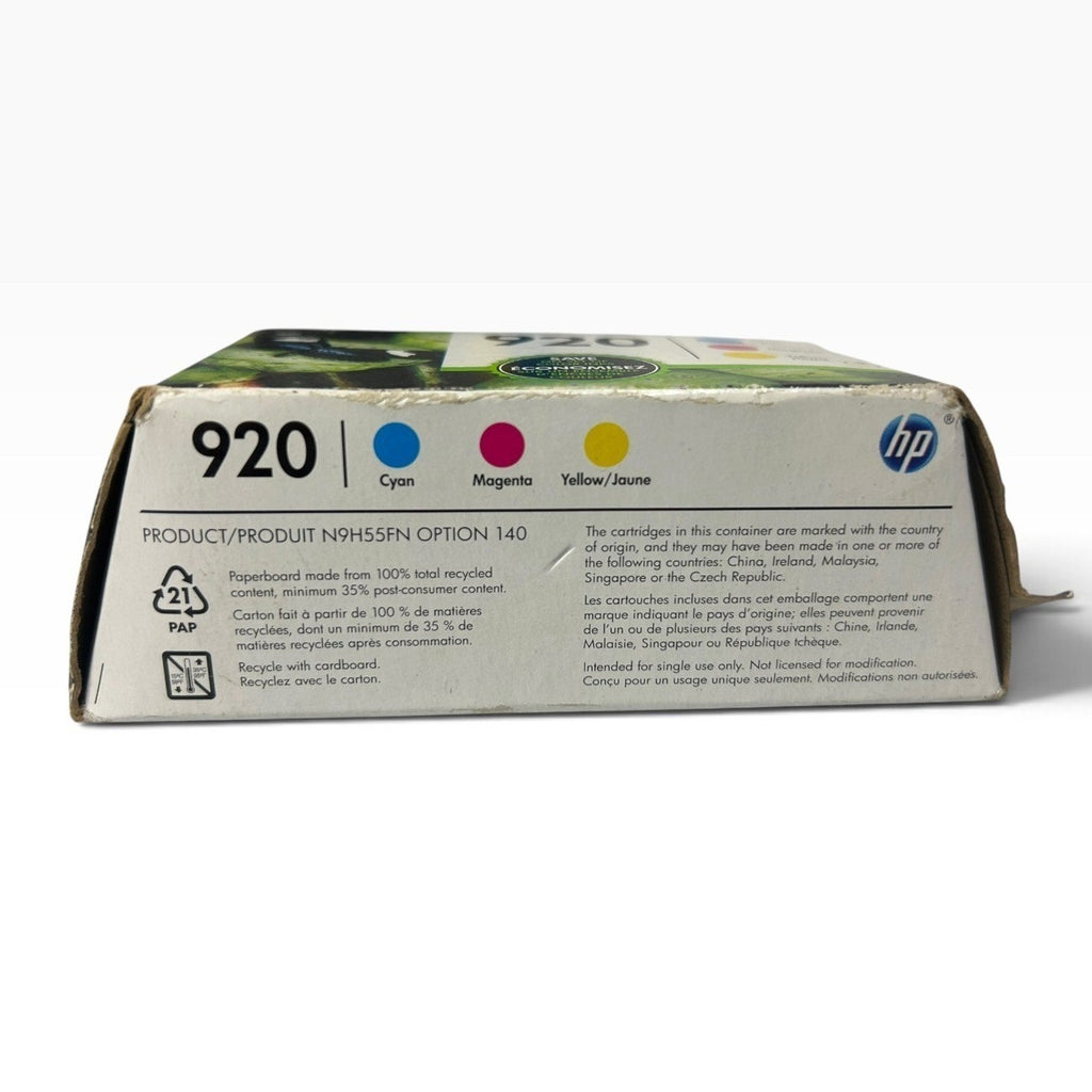 HP 920 Original Ink Cartridges 3-Pack Cyan Magenta Yellow N9H55FN Expired 2018